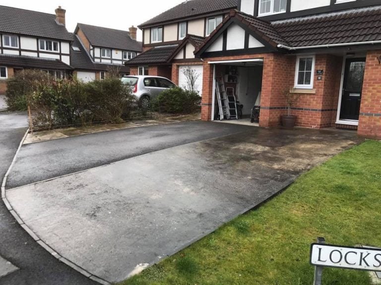 Stone driveway paving before with modern building and garage, Turfing, Landscaping design, paving and walls, decking, block paving and driveway, planting, ponds and water features, gates and fences, garden sheds, patios and terraces in Calne, Devizes